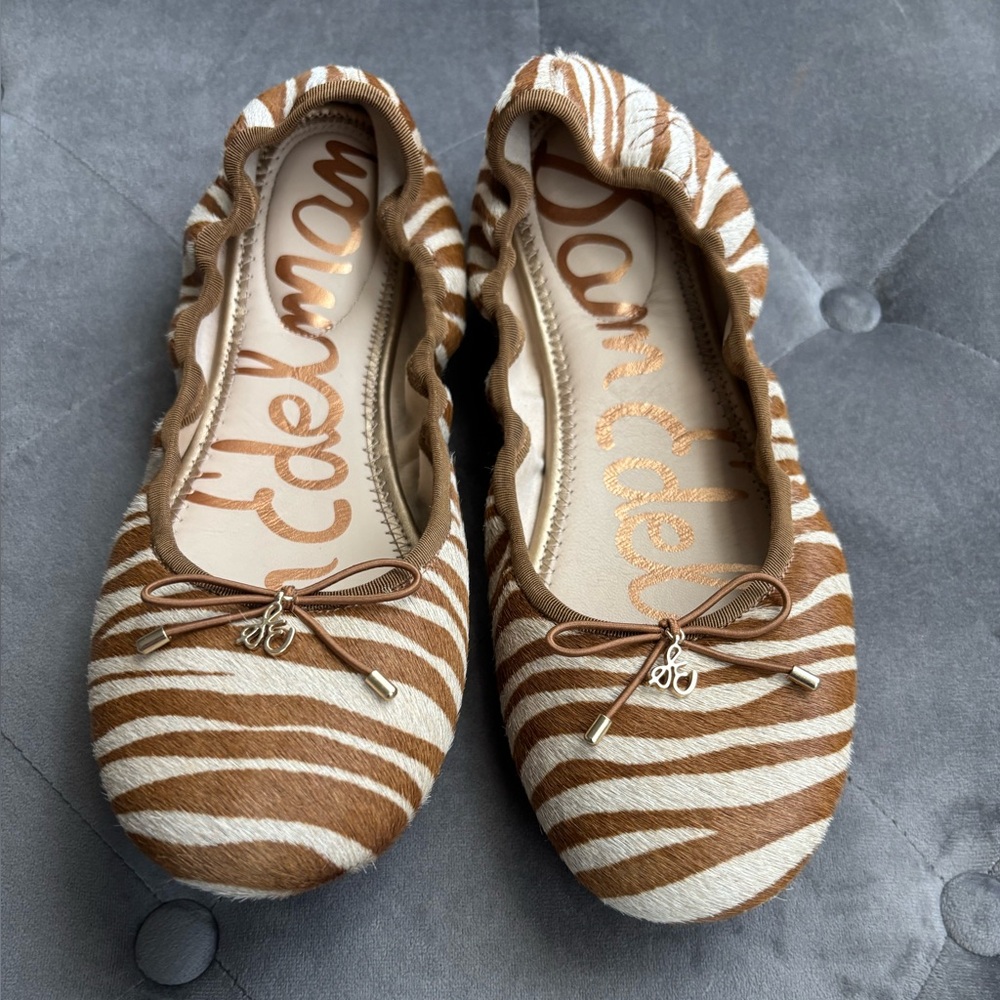 Sam Edelman Fur Animal Print Ballet Flats NEW sz 10